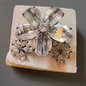 Elegant Silver Flower Ring and matching earrings